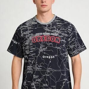 Vintage Shirt Oregon Map Men XL